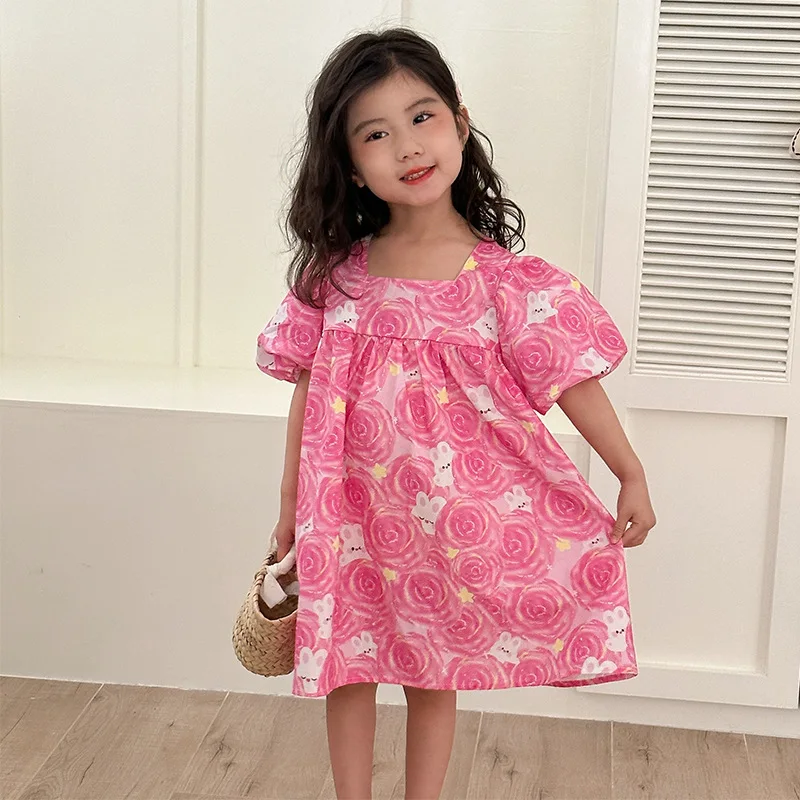 Vestido de manga corta con flores para niña – Boutique infantil - imagen 4