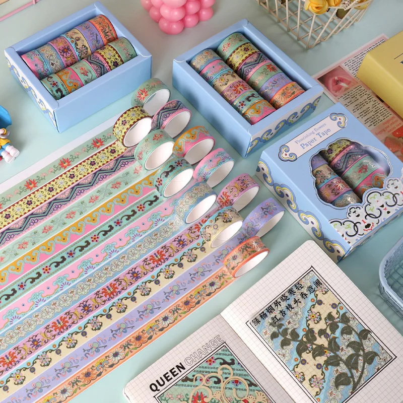 Set de 12 cintas washi doradas para manualidades y scrapbook - imagen 2