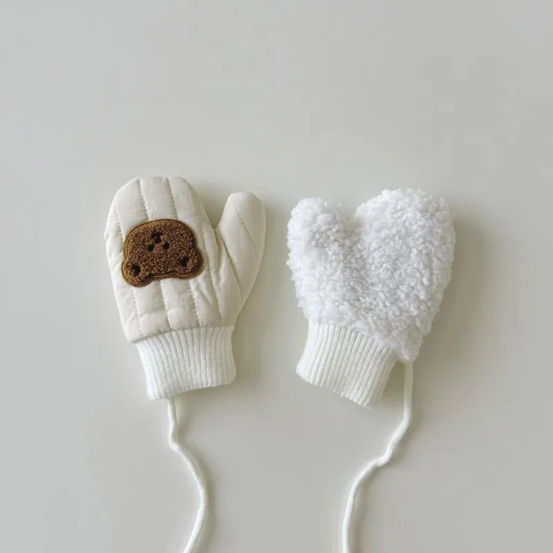 Manoplas de polar antipérdida para bebé – Estilo coreano con dibujos animados - imagen 2