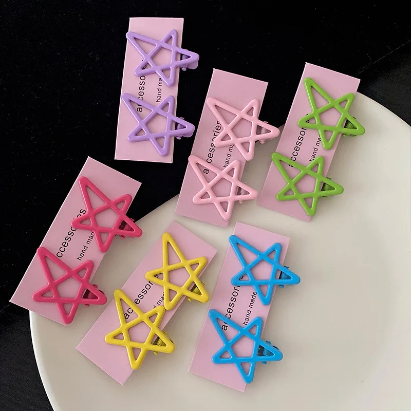 2 unids/set de pinzas para el cabello con forma de estrella de caramelo y dopamina, horquillas de galaxia dulce para niñas con agarre antideslizante, conjunto de accesorios estéticos para el cabello