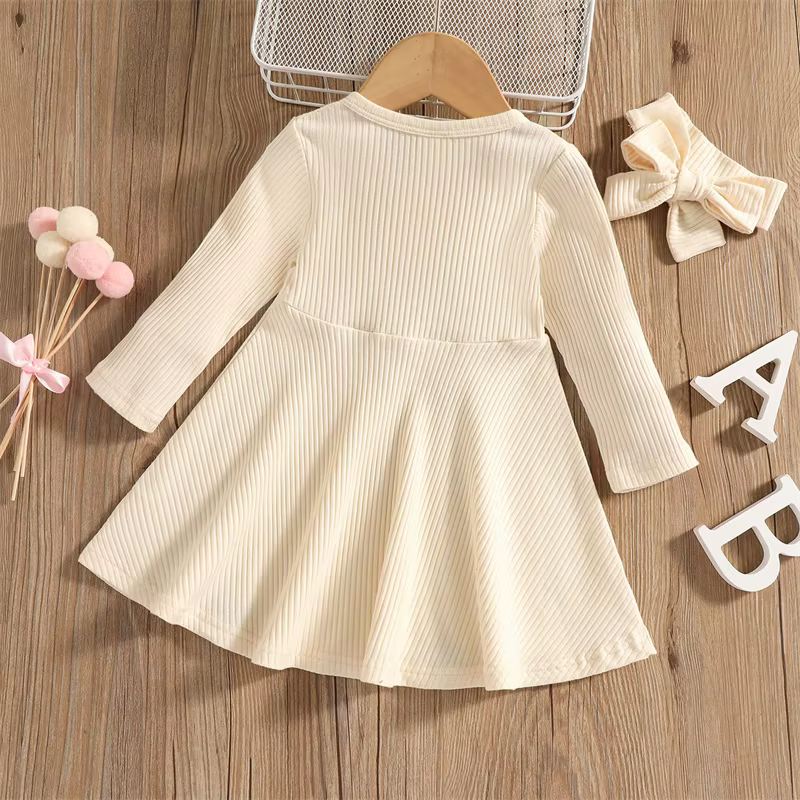 Vestido manga larga para niña – Cuello redondo para otoño y fiestas - imagen 3