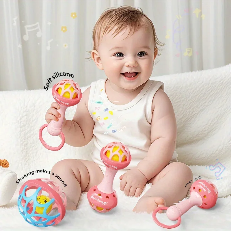 Juguetes sensoriales para bebé con campana rosa - estimula colores - imagen 2