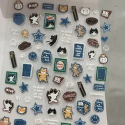 Adhesivos kawaii 5D gato y estrella vintage para manualidades