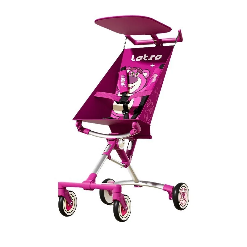 Carro de bebé ligero de viaje con bolsillo de Mickey y oso de fresa plegable - imagen 5