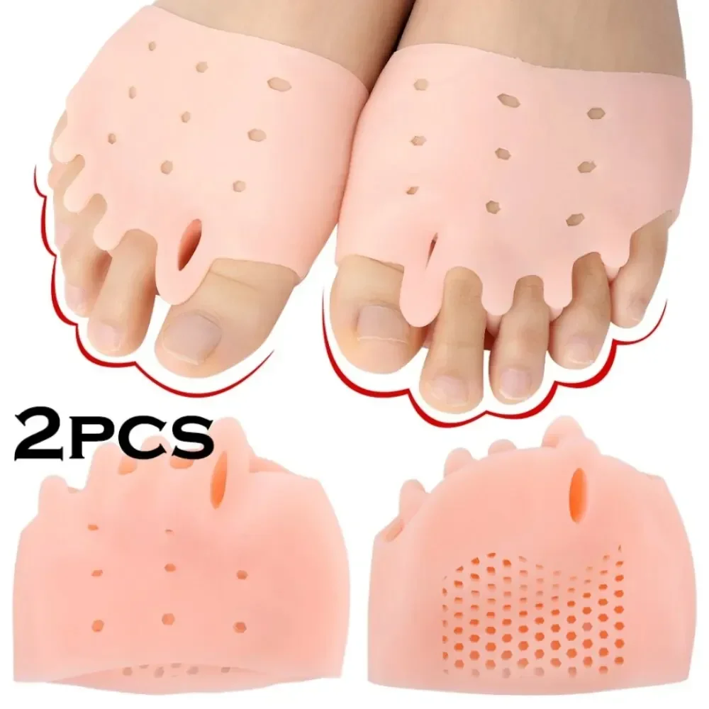 Almohadilla de cojín separador, 2 uds., almohadillas de silicona para el antepié, plantillas de Gel, plantillas para aliviar el dolor en los dedos, Corrector de Valgus, almohadillas de Gel