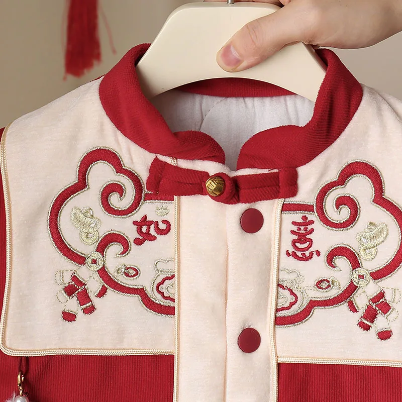 Conjunto lainado invierno para bebé niña – Top de lana bordado - imagen 4