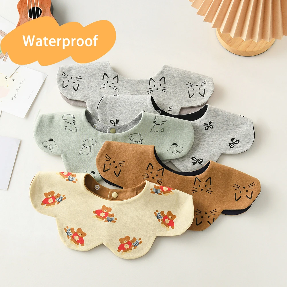 Nuevo babero impermeable de dos caras utilizable para alimentación de bebé, babero para bebés, toalla de Saliva ondulada, paño para eructar de algodón suave para niños recién nacidos, Baberos