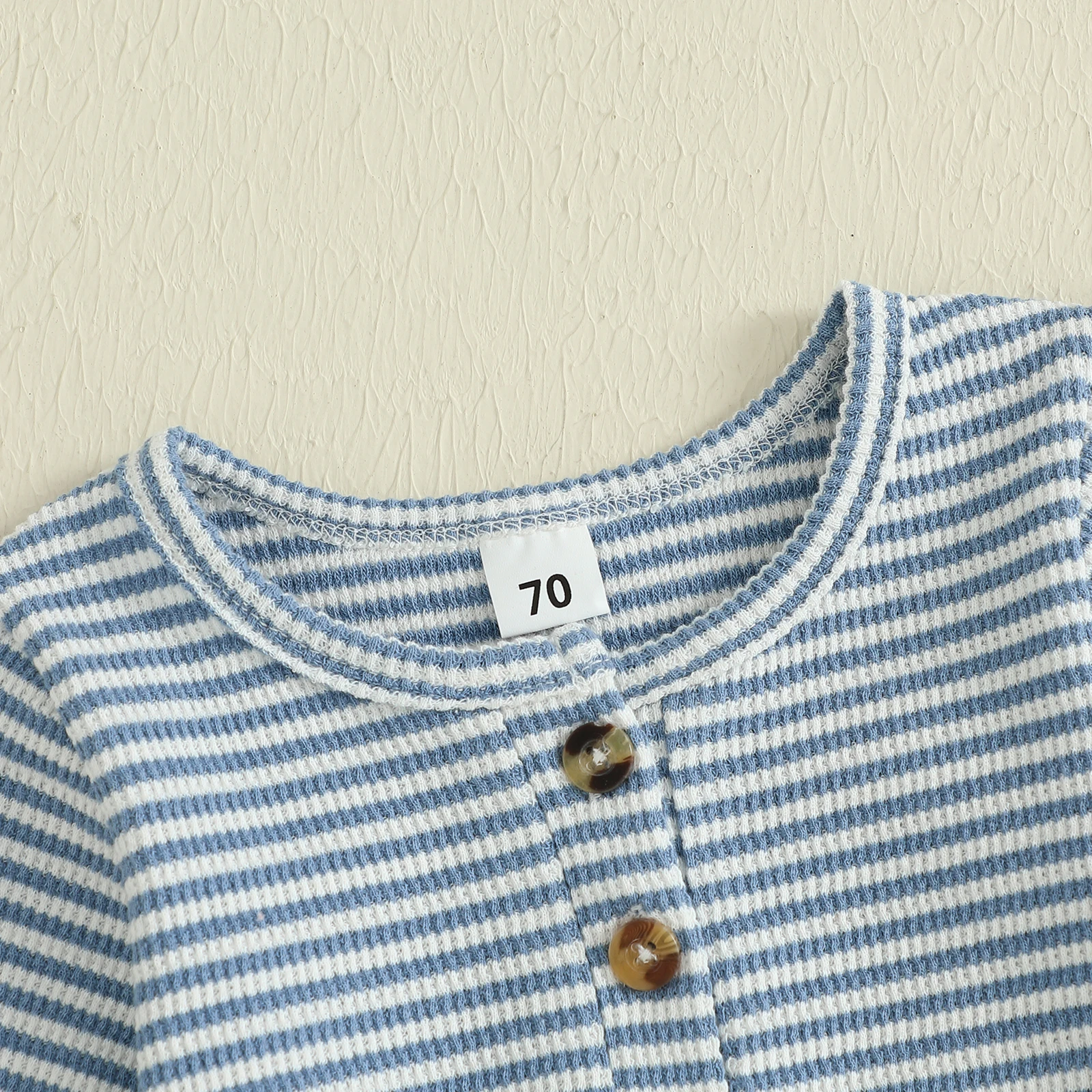 Ropa de otoño para bebé de 0 a 9 meses, pelele con estampado de rayas, mono largo con cuello redondo y manga larga con sombrero, conjunto de 2 uds. - imagen 5