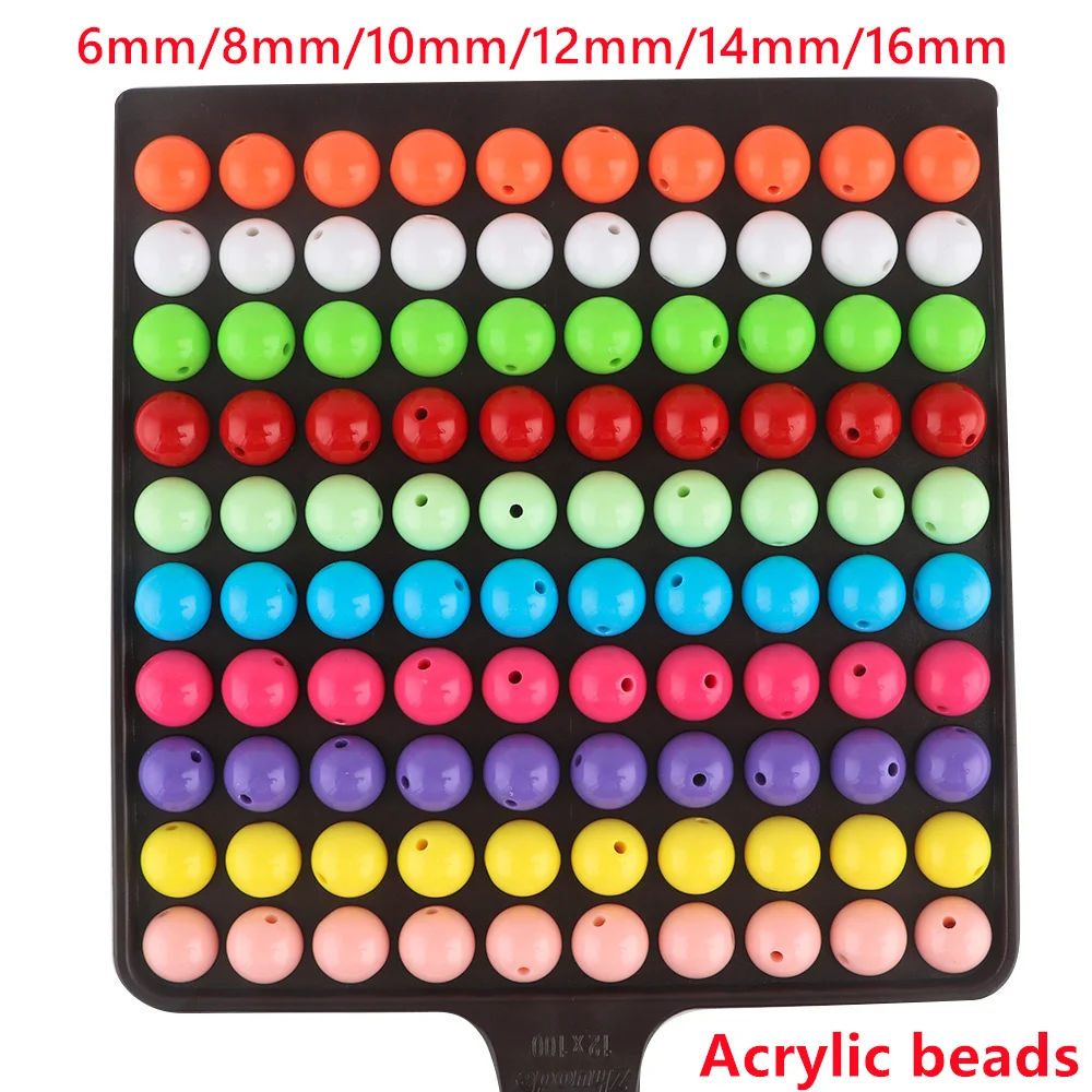 6-16mm 20-200 unids/lote cuentas redondas acrílicas multicolores cuentas espaciadoras artesanales para joyería DIY pulsera collar pendientes Accesorios - imagen 3