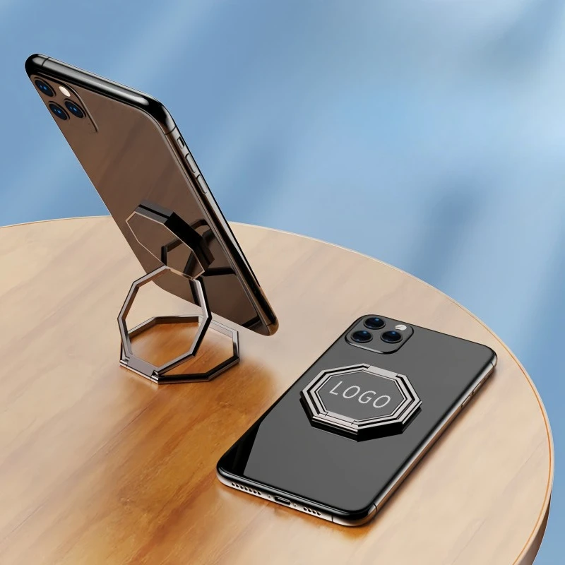 360 °   Soporte plegable giratorio para teléfono móvil, soporte de anillo ultrafino para teléfono, soporte de Metal hexagonal de escritorio portátil multiángulo