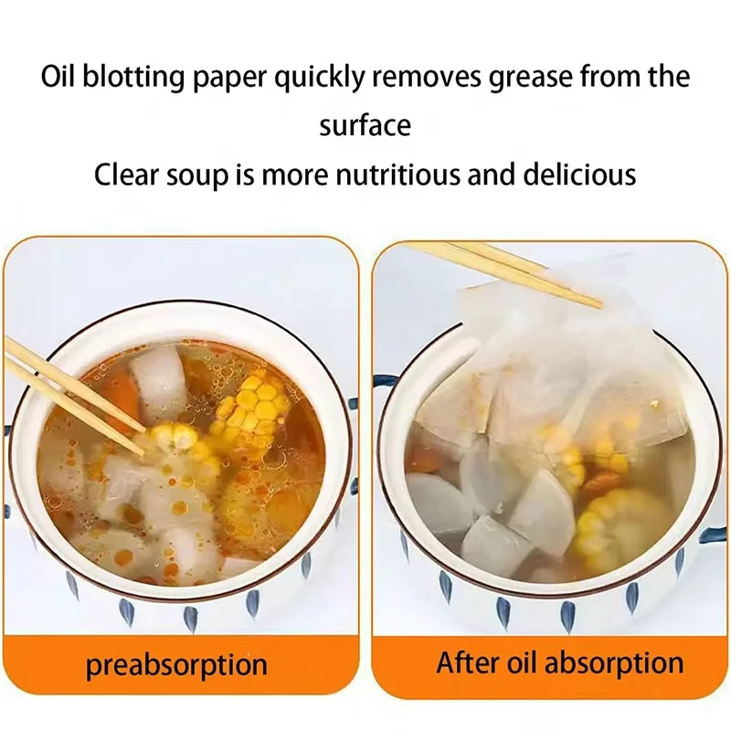Papel absorbente de aceite de calidad alimentaria, reduce la grasa en alimentos fritos y sopas, papel de filtro de cocina redondo para una cocina saludable, 50/100 Uds. - imagen 5