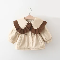 Abrigo coreano para niña con cuello de PU – Temporada otoño invierno