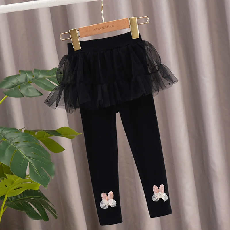 Falda de algodón de calidad para niñas, pantalones para niños, faldas de princesa, pantalones negros grises para bebés, mallas para niños - imagen 3