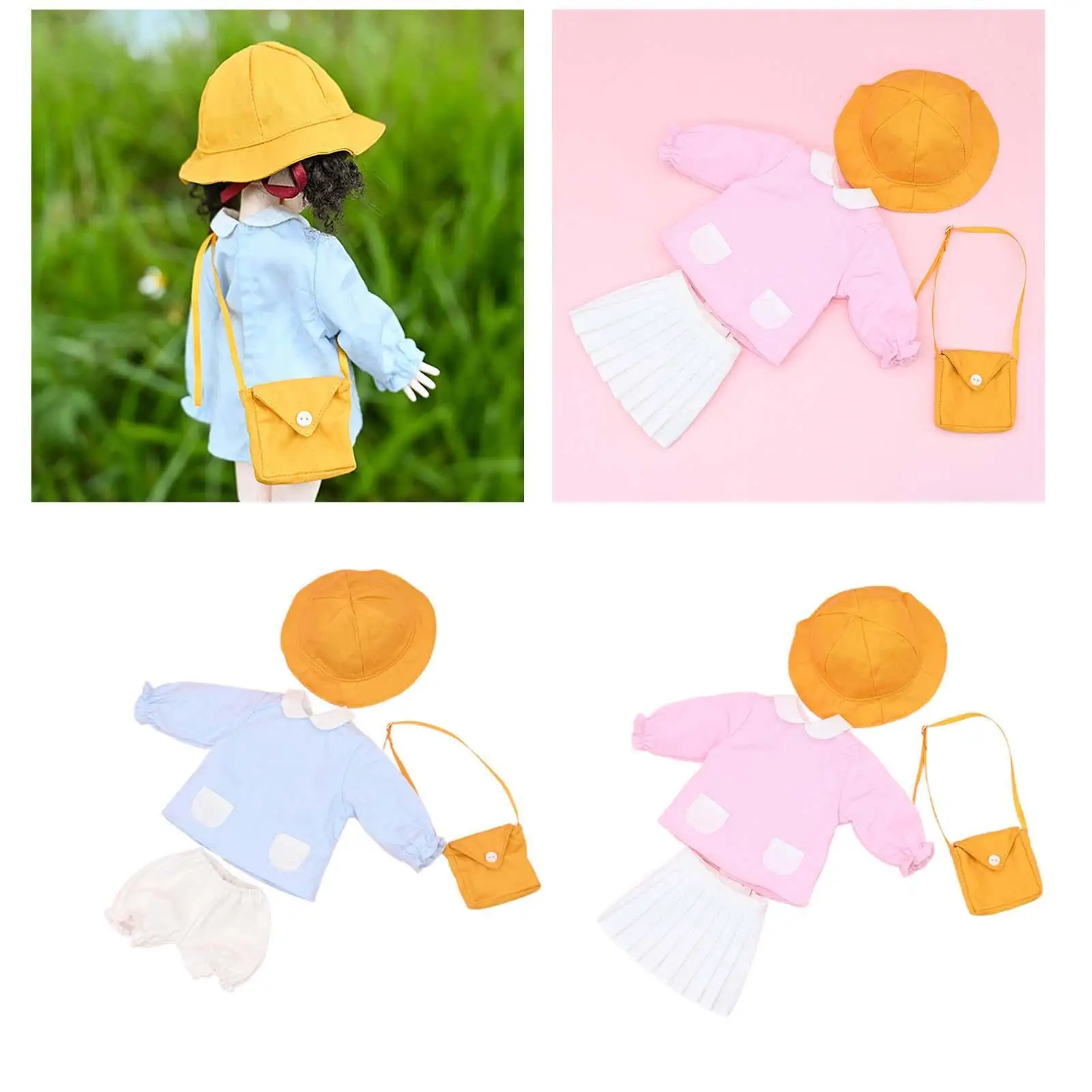 1/6 BJD Doll Top and Bottom Outfit Costume Cute Hands on Coordination Dress up Pretend Play Toy for 11-12inch Dolls BJD Dolls