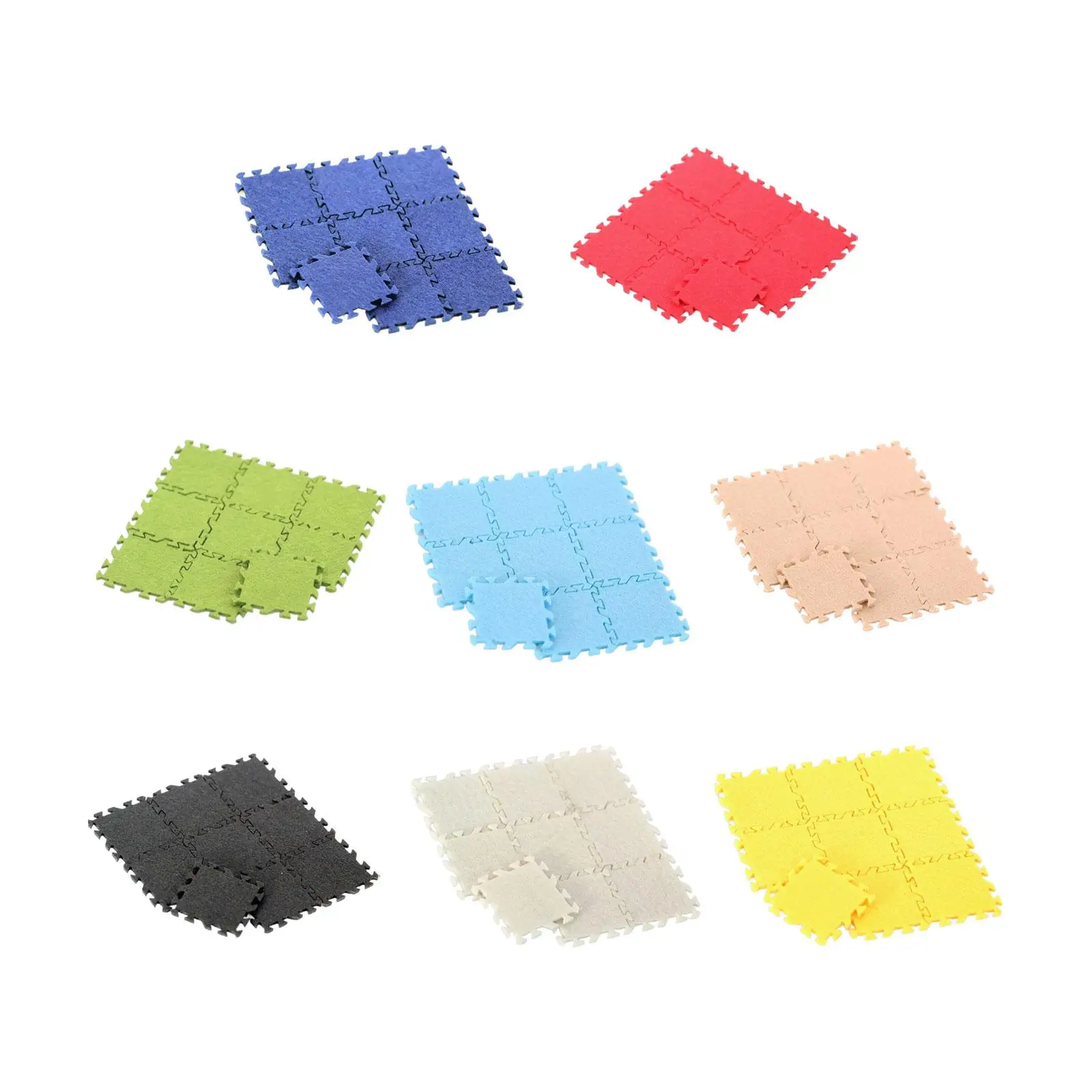9x 1:12 Miniature Floor Area Rug, Living Room Party Accessories Toys, Dollhouse Mini Splicing Mats Ornaments Scenery Supplies