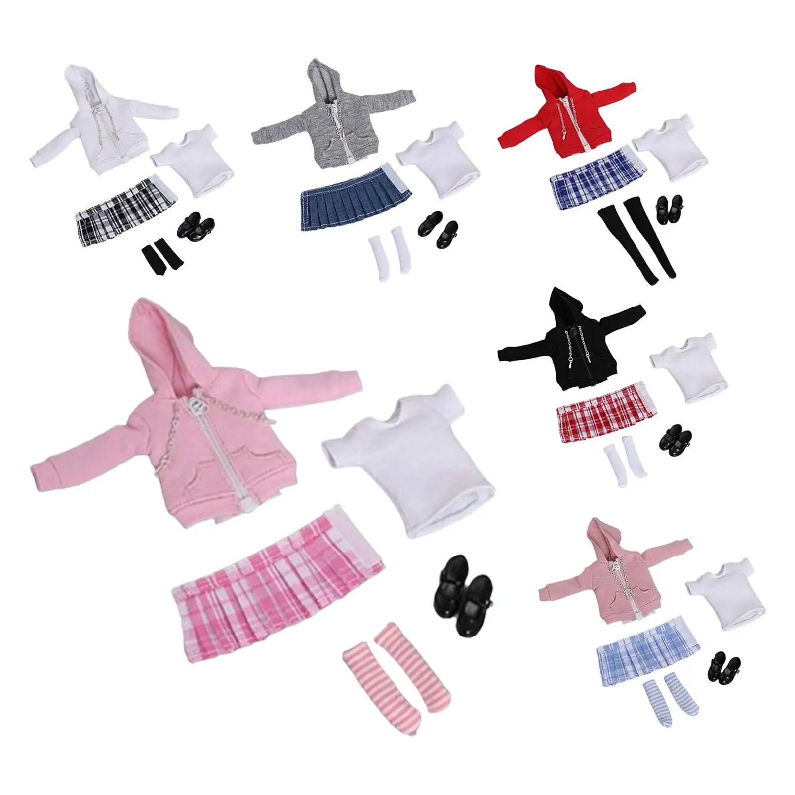 1/12 Scale Figure Clothes Set Doll Uniform Kits Dollhouse Decoration Fashion