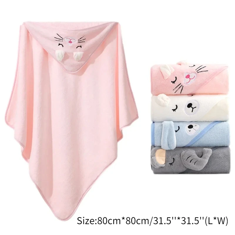 Toallas de baño de animales de dibujos animados para bebé, toalla suave con capucha para recién nacido, manta, albornoz para niño pequeño, envoltura cálida para dormir para niños y niñas - imagen 3