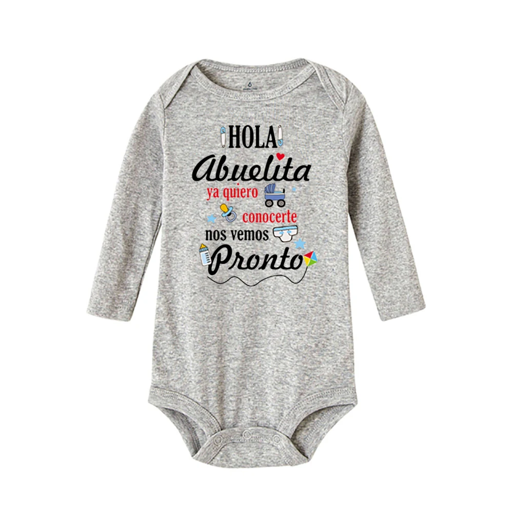 Hola abuela que quiero conocerte te verás pronto Body para bebé anuncio de embarazo ropa infantil recién nacido mameluco de manga larga - imagen 3