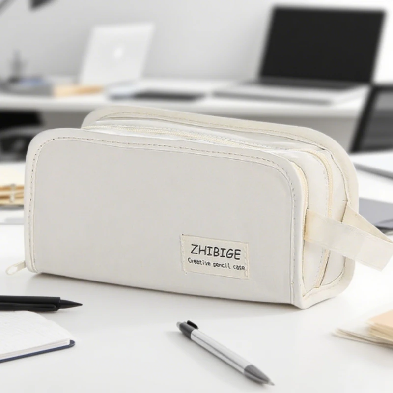 Estuche transparente para lápices, caja de papelería de Color sólido, estuche para lápices de gran capacidad, estuches para lápices de papelería para la vuelta a la escuela