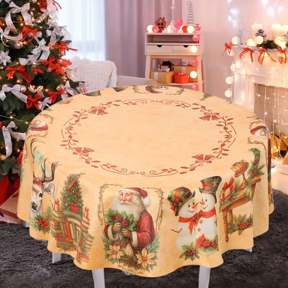 Mantel navideño, cubierta de mesa de muñeco de nieve de Papá Noel, adornos navideños para el hogar, regalos de Navidad, mantel de Año Nuevo 2026 - imagen 3