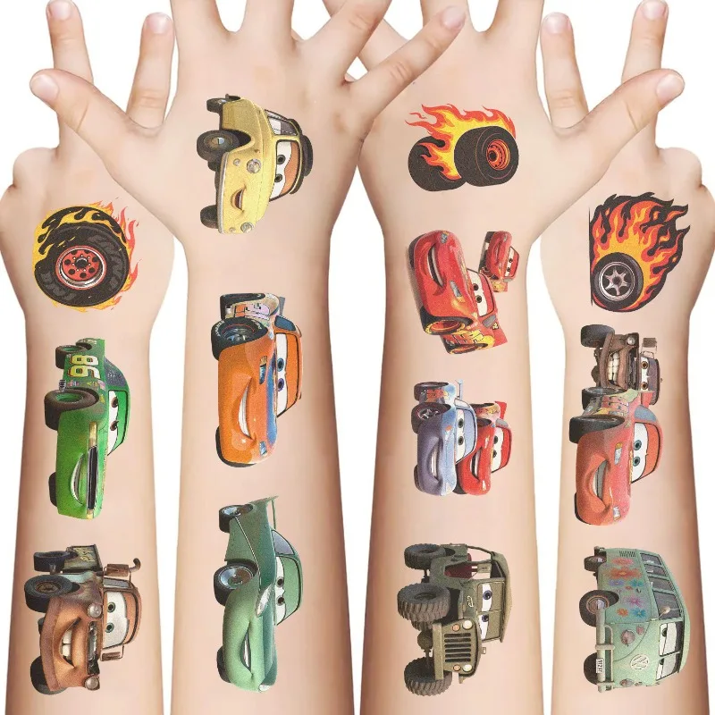 Pegatinas de tatuajes de Coches Lightning Mcqueen, pegatina decorativa de Anime de Disney para niños, suministros de fiesta de cumpleaños, favores, regalo bonito para niño - imagen 4