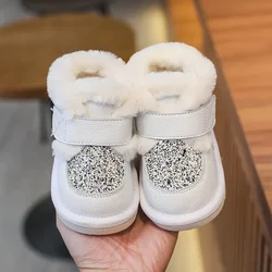 Botas invernales de cuero auténtico con forro felpado para niños