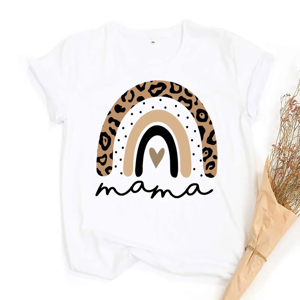 Mama Mimi-ropa a juego con estampado de corazón y leopardo para madre e hija, traje de manga corta, camisa, camisetas a la moda para mamá y niña - imagen 3
