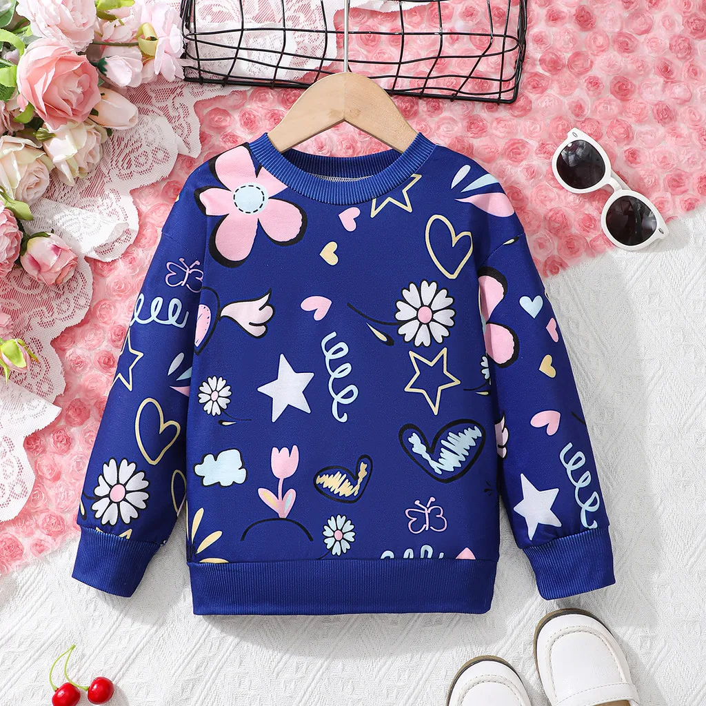 Top manga larga niña con estampado dibujado a mano Otoño Invierno - imagen 2