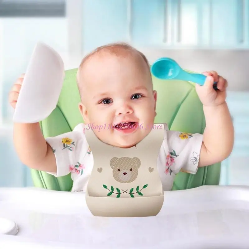 Babero no tejido para bebé R6FD, babero desechable hermético, cómodo, que ofrece limpieza rápida y fácil para bebés y niños - imagen 5