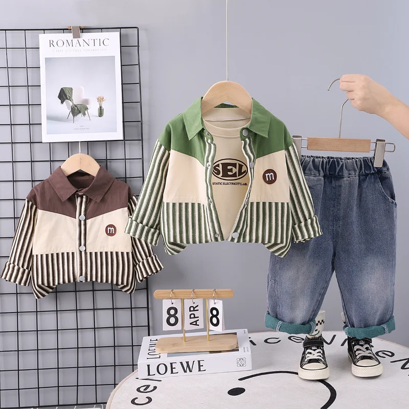 Conjunto de otoño para bebé con chaqueta, camiseta y pantalón
