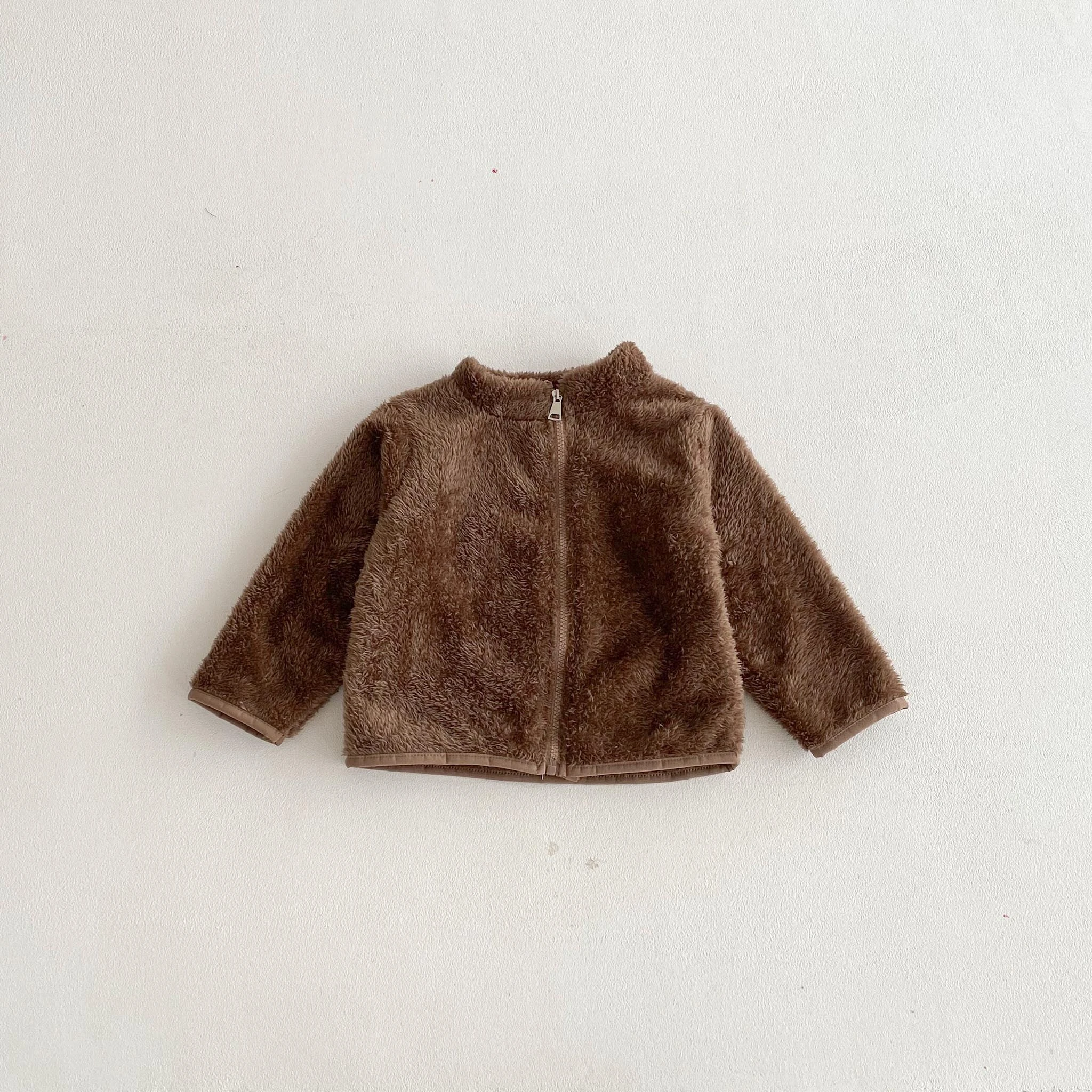 Abrigos de felpa de Color sólido para niños de 1 a 6 años, ropa informal de moda, Tops de manga larga, prendas de vestir exteriores, nuevo diseño, abrigos simples y versátiles - imagen 2