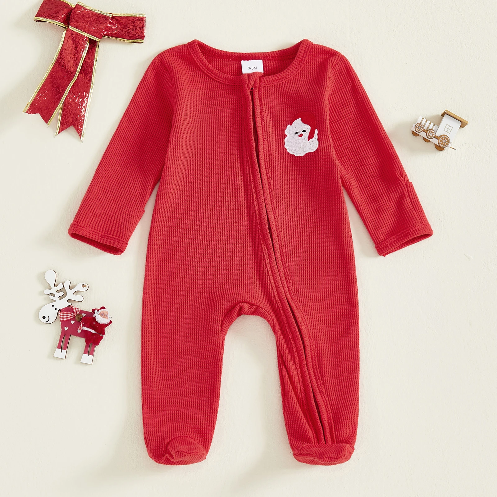 Tregren Mameluco de Navidad para bebé con Papá Noel bordado - imagen 3