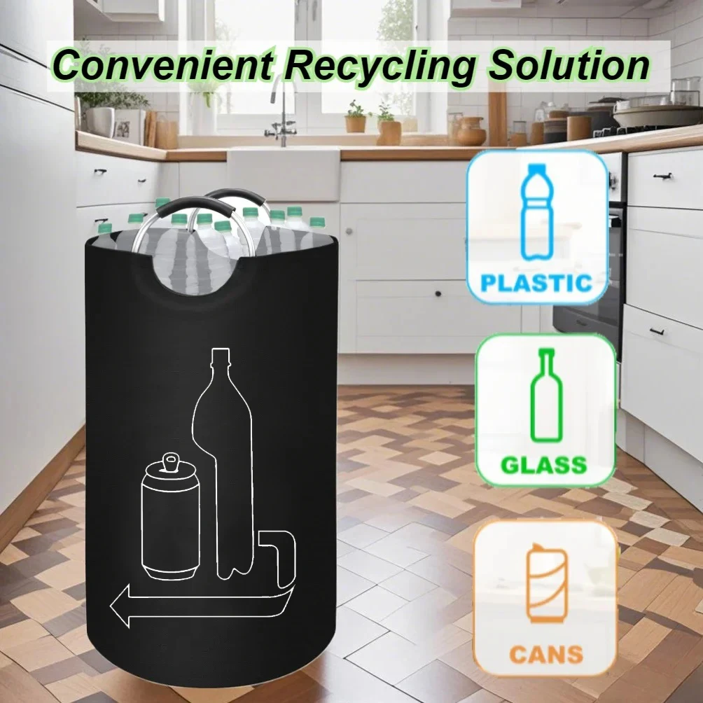 Cesta de almacenamiento de botellas vacía, bolsa recolectora de botellas de agua residual de cocina plegable con mango de aluminio, contenedor de gran capacidad - imagen 2