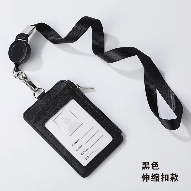 Portatarjetas de identificación de trabajo retráctil, hebilla de cordón, Control de acceso, funda para pase de estudiante, tarjetero para tarjetas de visita, tarjetero para tarjetas de crédito bancarias - imagen 2