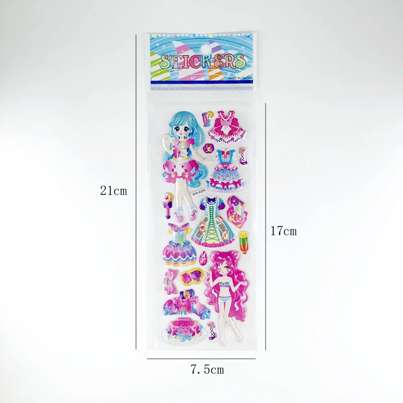 8 hojas/juego de pegatinas de dibujos animados para niñas, bonitas pegatinas 3D de burbujas de espuma DIY para niños, álbum de recortes, regalos de cumpleaños - imagen 4