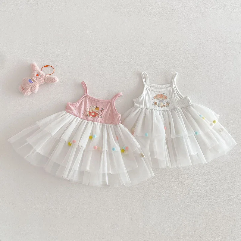 MILANCEL Vestido de primavera para niña con falda de niveles y gato - imagen 3