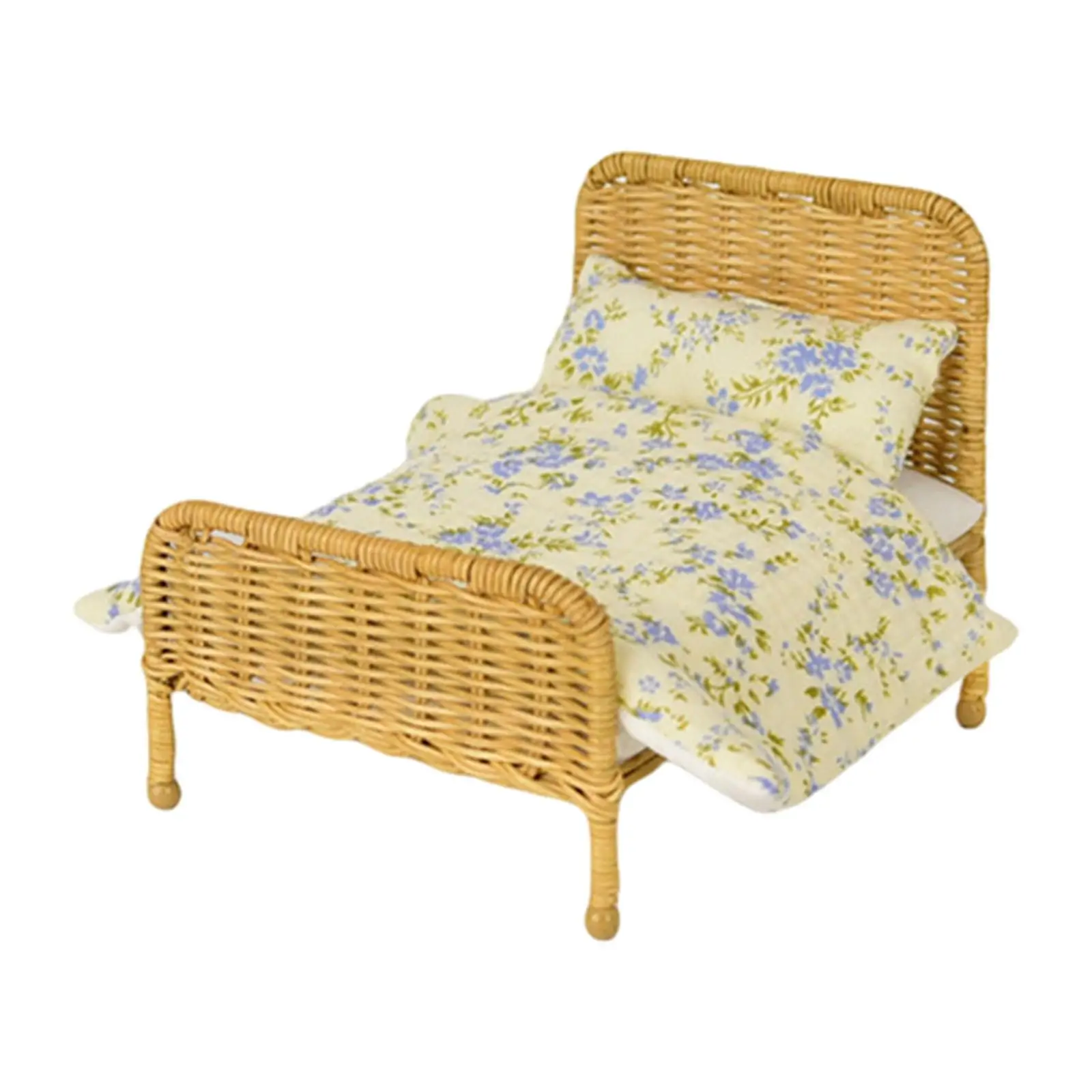 Dollhouse Miniature Ratten Bed 1:6 Dollhouse Decoration Accessories Dollhouse Furniture for Diorama Mini House Photo Props Decor Dollhouse Miniature Ratten Bed 1:6 Dollhouse Decoration Accessories Dollhouse Furniture for Diorama Mini House Photo Props Decor