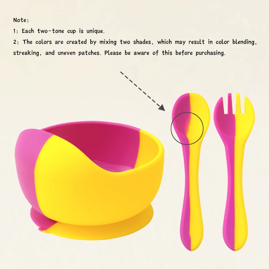 Juego de cuencos de alimentación de silicona para niños, cuchara impermeable para niños pequeños, juegos de entrenamiento de alimentación para niños, vajilla con ventosa sin BPA - imagen 5