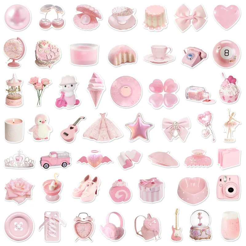 50 Uds. De pegatinas de grafiti simples y bonitas de estilo rosa para bicicleta, estuche para lápices con cuenta de mano, calcomanías - imagen 3