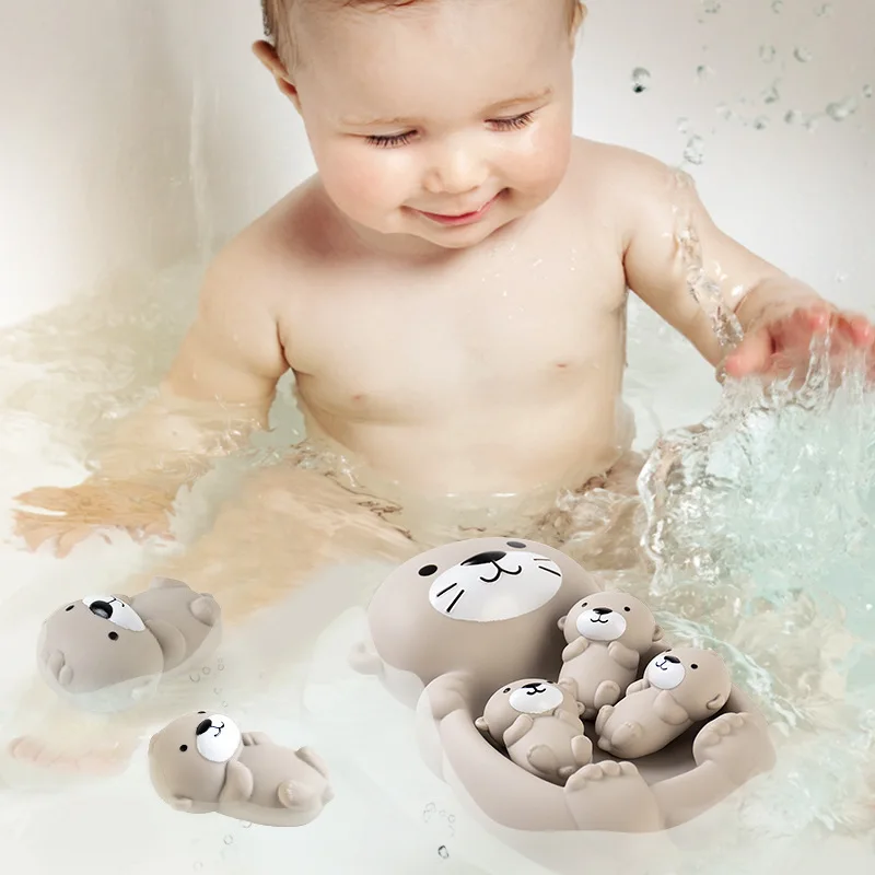 Juguetes de baño para bebé, nutria de animales flotante bonita, juguetes para bañera y ducha de baño para niños, juguetes para jugar en el agua en la piscina de silicona suave - imagen 4
