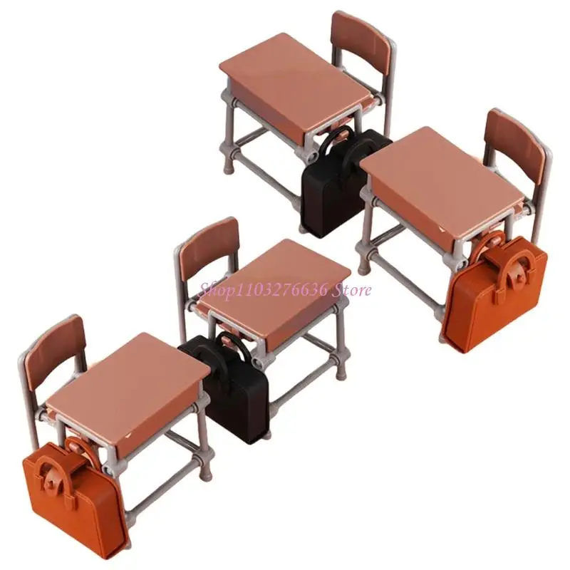 Aula escolar en miniatura con mobiliario para casa de muñecas - imagen 3