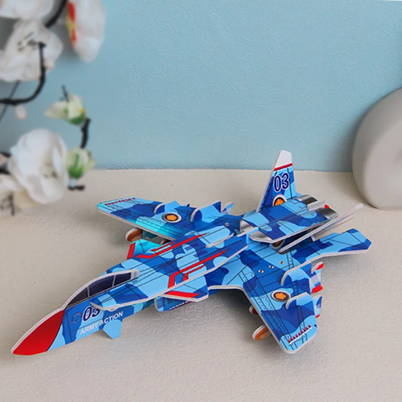 Rompecabezas 3D de papel Avion y helicóptero de combate, padre e hijo - imagen 5
