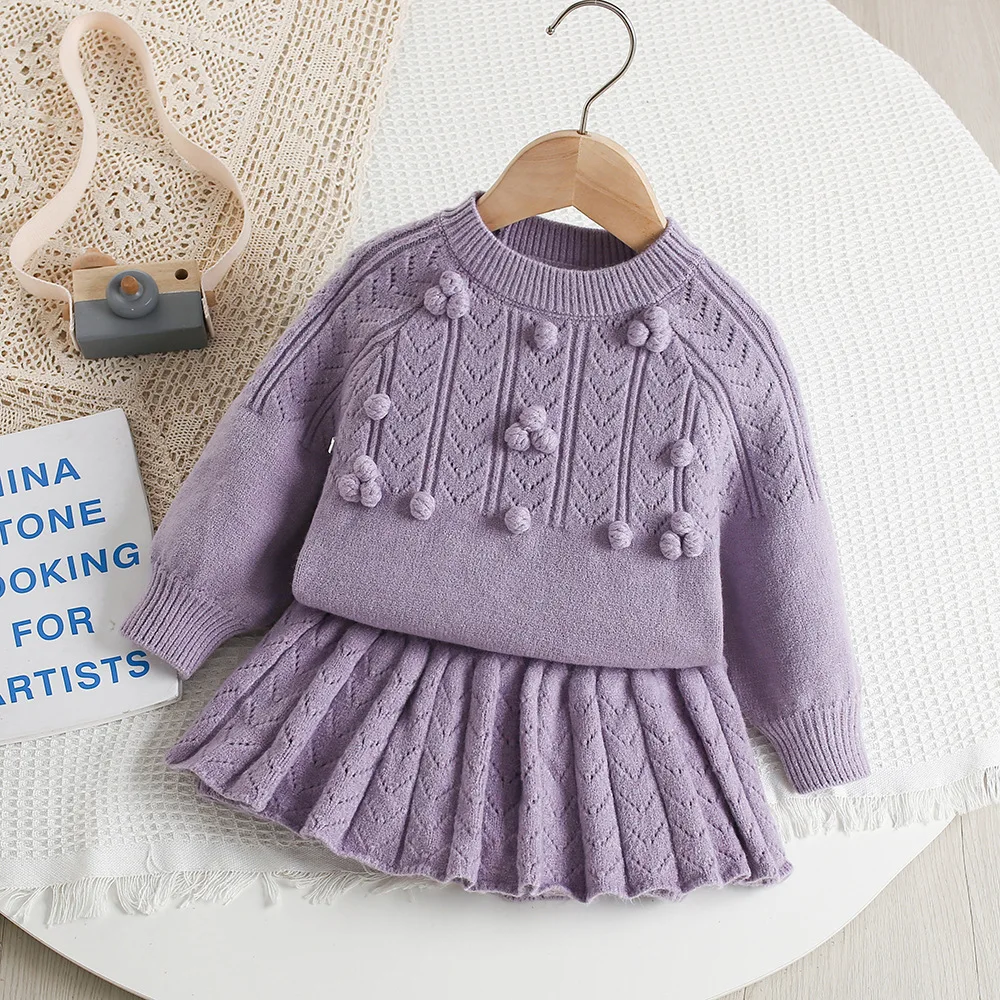 MILANCEL conjunto de punto de otoño para niños – suéter y falda - imagen 3
