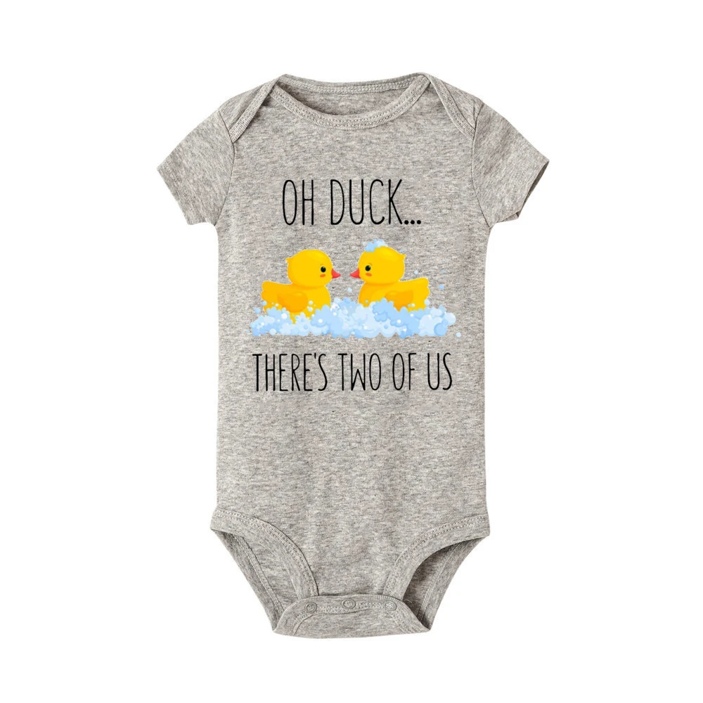 Oh Duck There's Two of Us Print Baby Bodysuit Funny Twins Clothes Newborn Short Sleeve Romper Cute Twin Outfit Toddler Jumpsuit - imagen 3