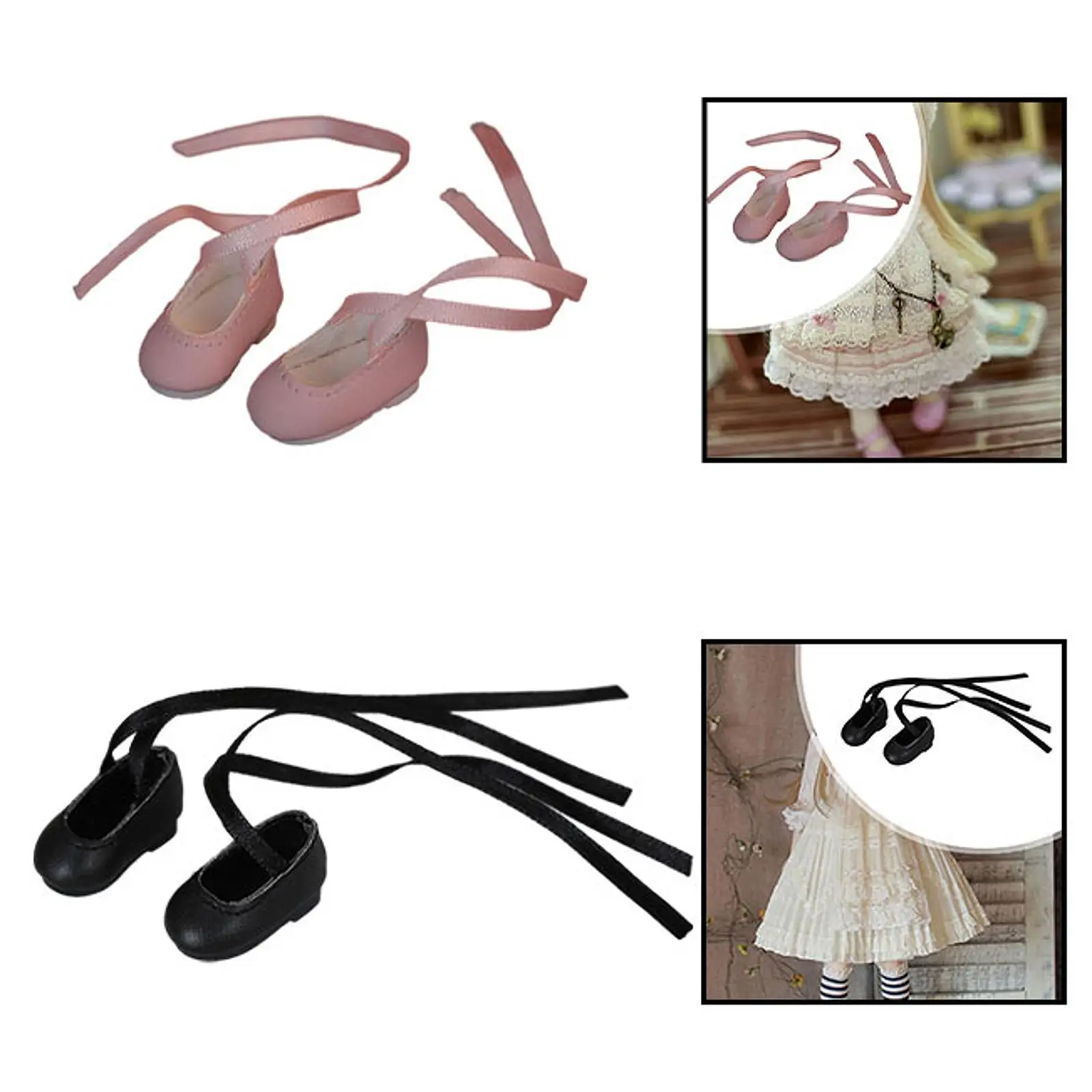 BJD Doll Flats Shoes BJD Doll Shoes Fashion Dress up Pretend Play Outfits, PU Shoes Footwear for 1/6 Doll Female Doll Figures