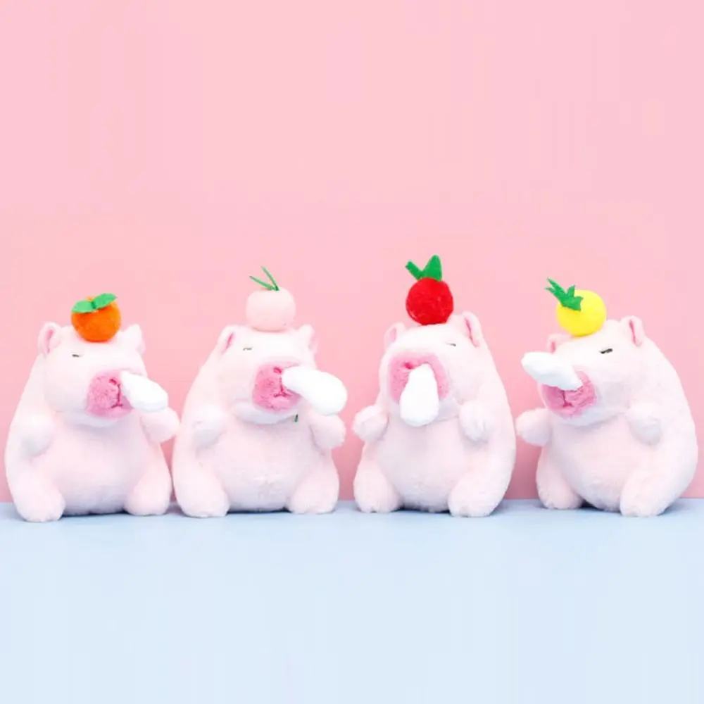 Cadena de cuentas, muñeco de Animal esponjoso, juguete para niños, muñeco de capibara de felpa con mocos de dibujo, accesorios para muñecas de capibara de dibujos animados rosa y marrón - imagen 4