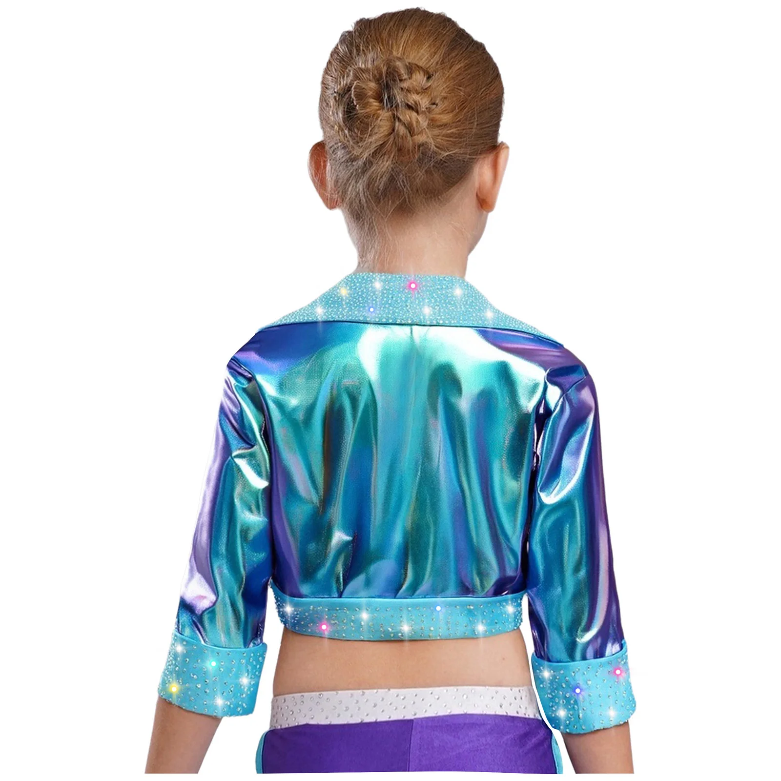 Chaqueta metálica baile Jazz Hip Hop niña – Manga larga strass - imagen 3