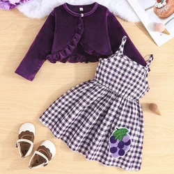 Vestido de princesa a cuadros sin mangas para niña primavera
