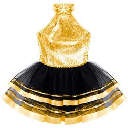 Vestido tutú de ballet con lentejuelas para niñas, de actuación