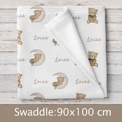 LVYZIHO Manta de jersey con nombre personalizado - oso lindo